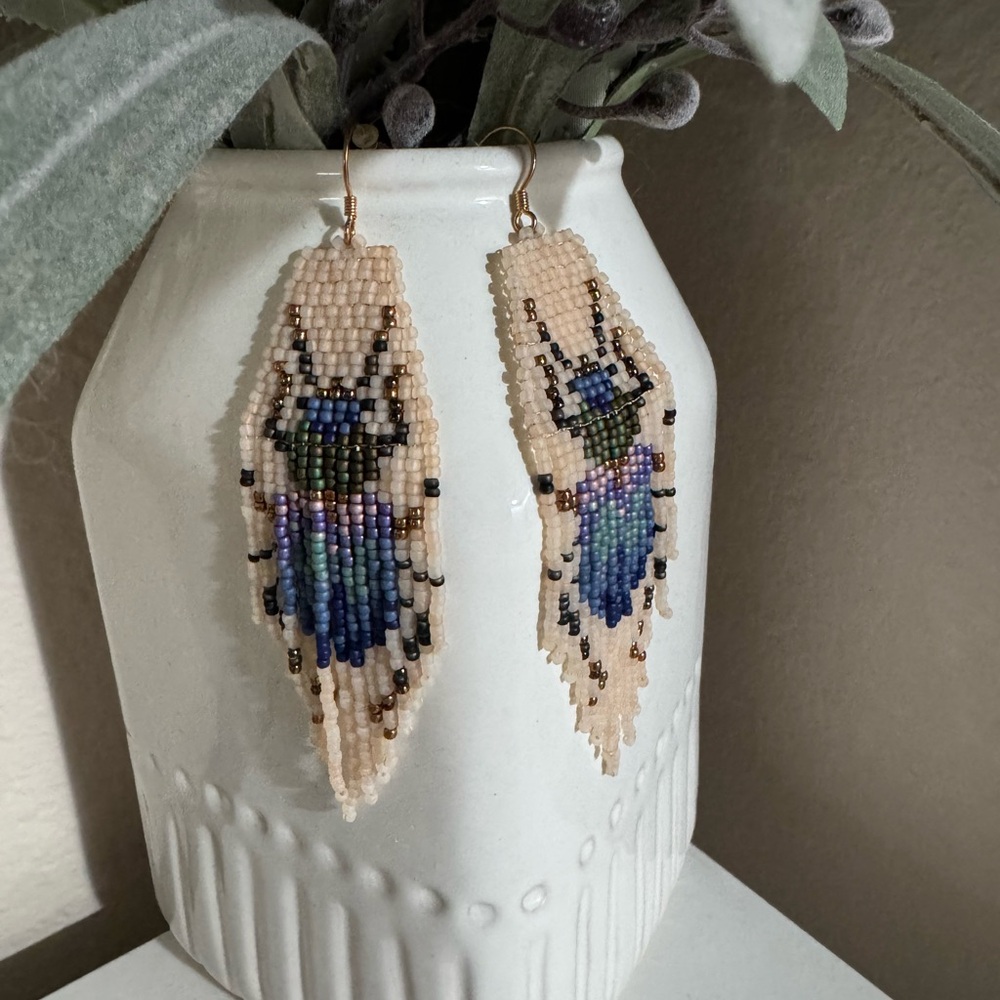 Handmade Beaded Insect Beetle Earrings